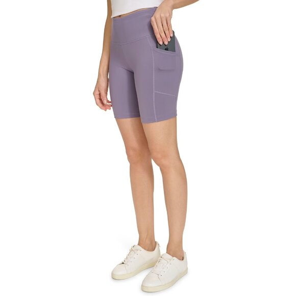 NEW DKNY Women's Pull-on Fitted Silhouette 7" Inseam Bike Shorts Purple - Picture 3 of 11